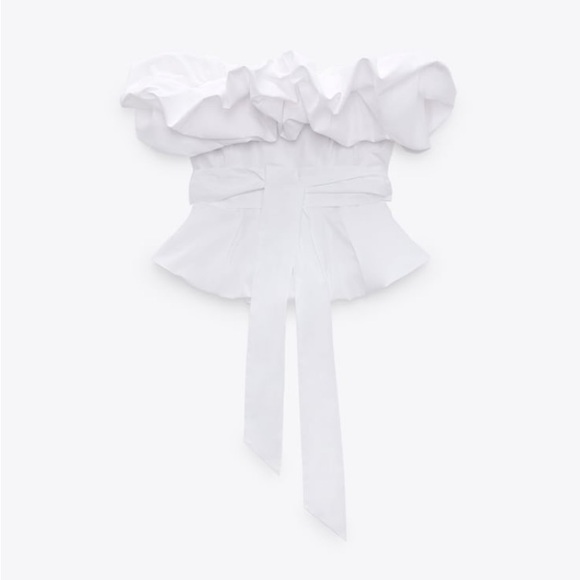 Zara Voluminous Poplin Top White - Size Small - Picture 1 of 8